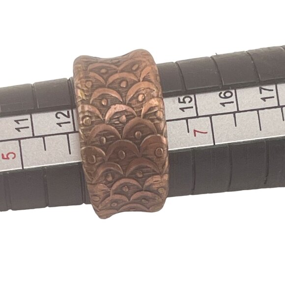 Vintage Copper Adjustable Floral Engraved Ring - Picture 9 of 10